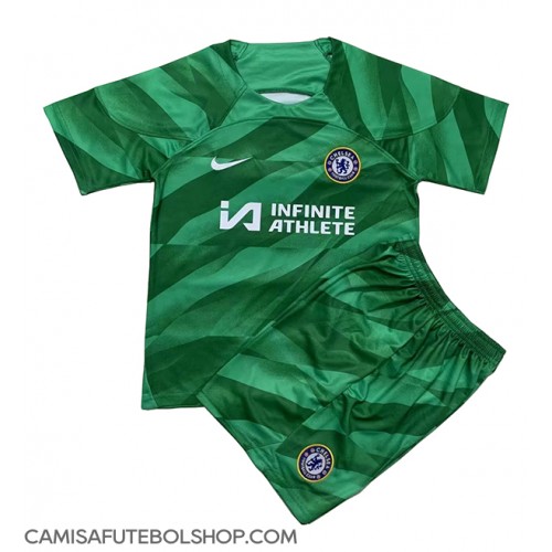 Camisa de time de futebol Chelsea Goleiro Replicas 2º Equipamento Infantil 2023-24 Manga Curta (+ Calças curtas)
